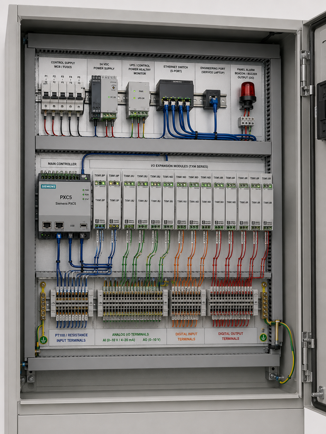 PLC panel and automation learning system with dashboard monitoring