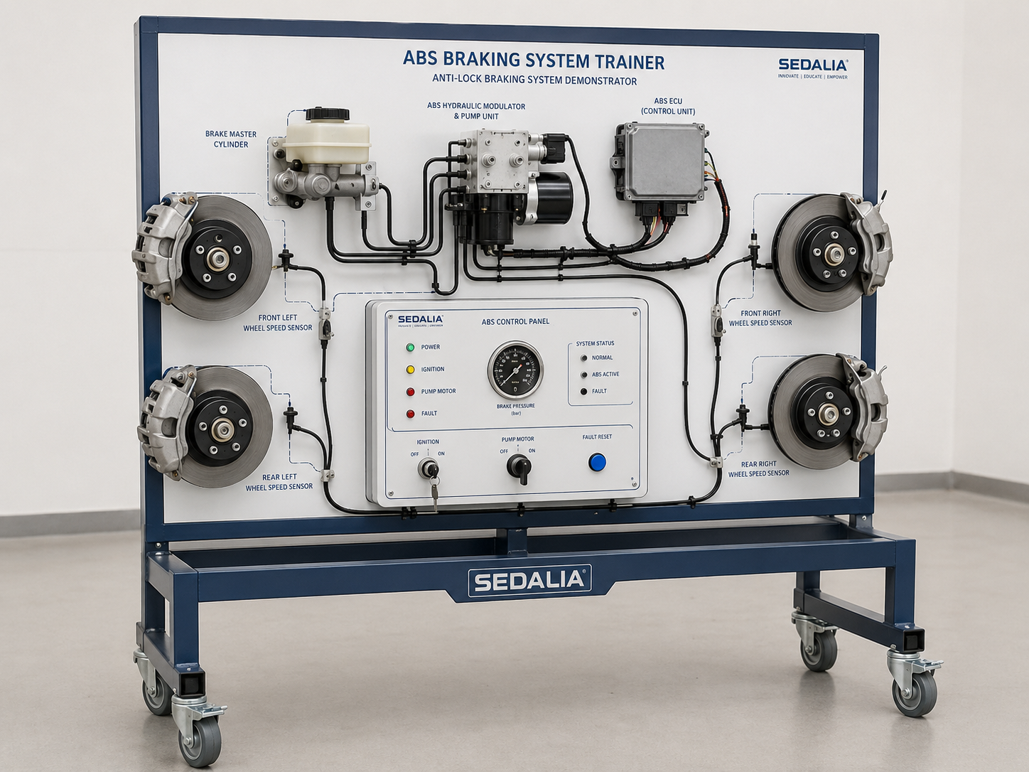 Automotive ABS and vehicle systems training rig